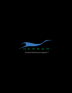 Herron Apparel logo with blue wave representing a Blue Heron over the letters H E R R O N in green and the tagline 'Evolved Performance Apparel' in white