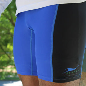 Side view of Herron Apparel running shorts.