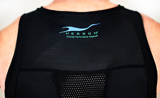 Eco-cool traithlon suit with Herron logo on the upper back.